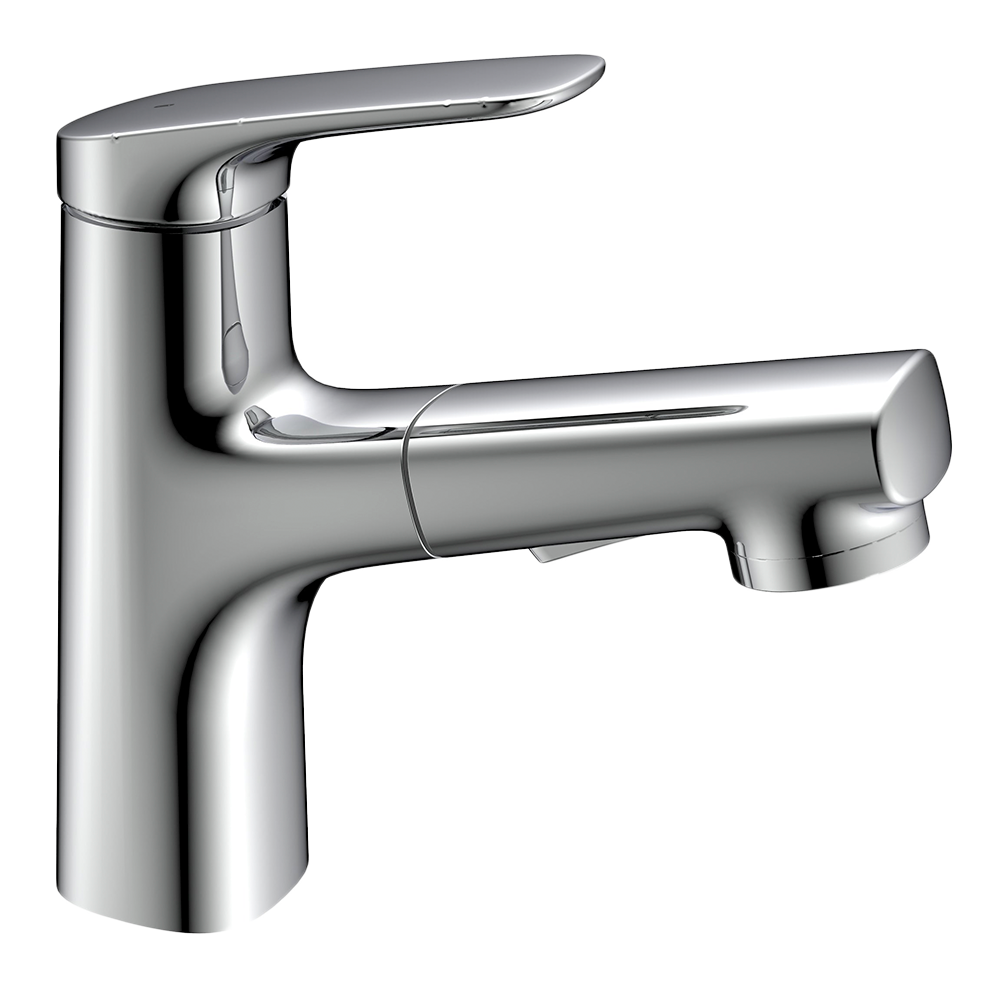 The "Seattle" faucet for the bathroom sink, with a retractable hose.